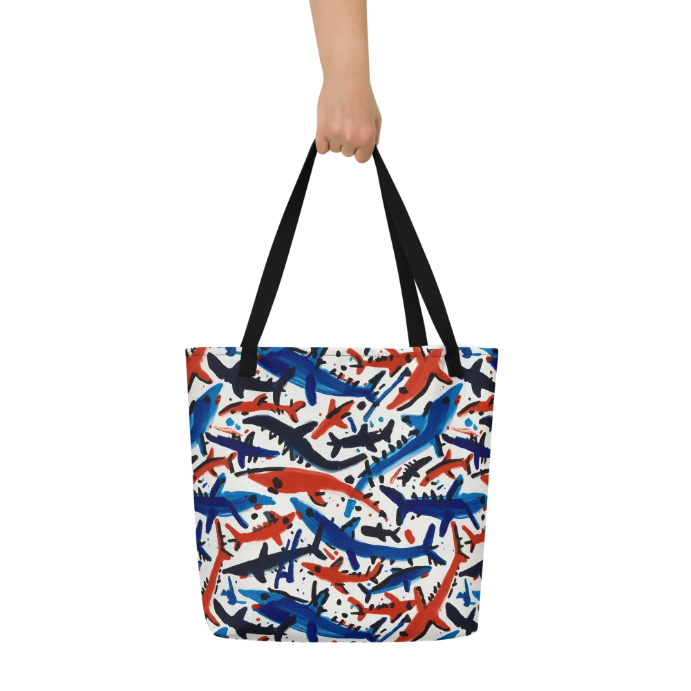 Bluewater Brushstroke on Large Tote Bag W/ Pocket — Front