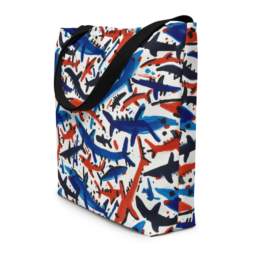Bluewater Brushstroke on Large Tote Bag W/ Pocket — Front