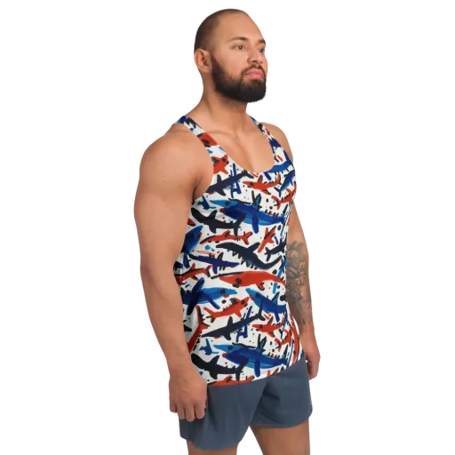 Bluewater Brushstroke on a Men's Tank Top