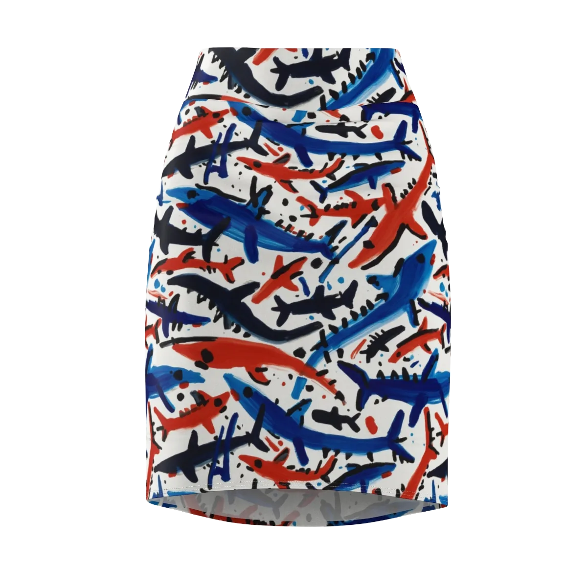 Bluewater Brushstroke on Pencil Skirt — Front
