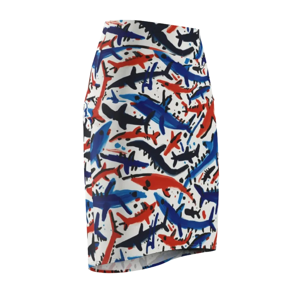 Bluewater Brushstroke on Pencil Skirt — Front Side