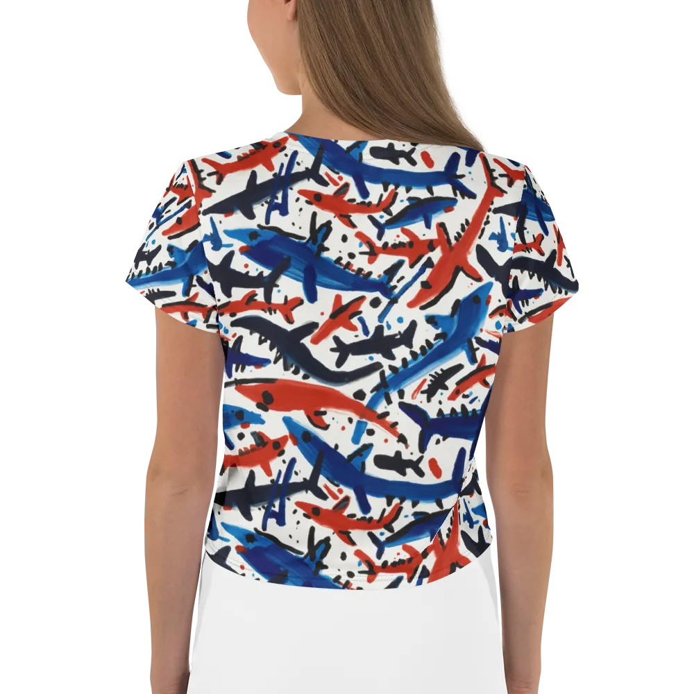 Bluewater Brushstroke on Crop Tee — Back