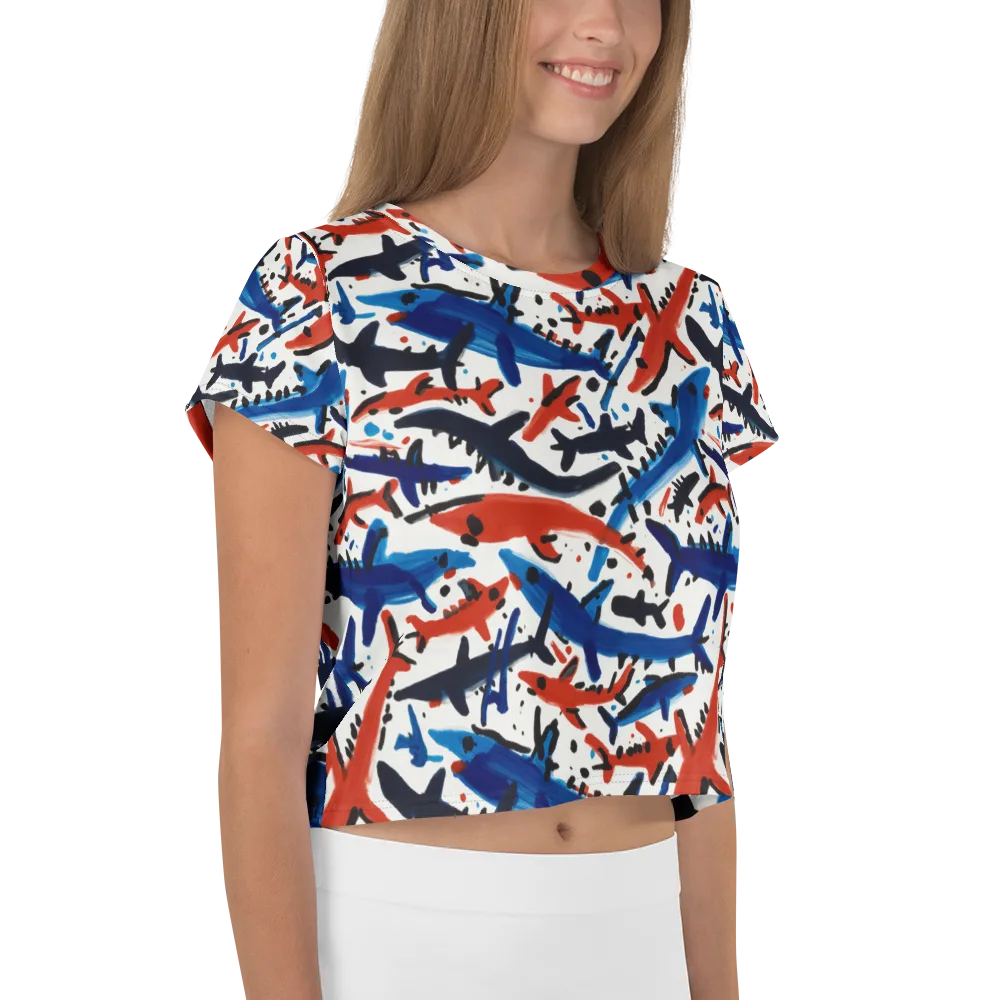 Bluewater Brushstroke on Crop Tee — Right