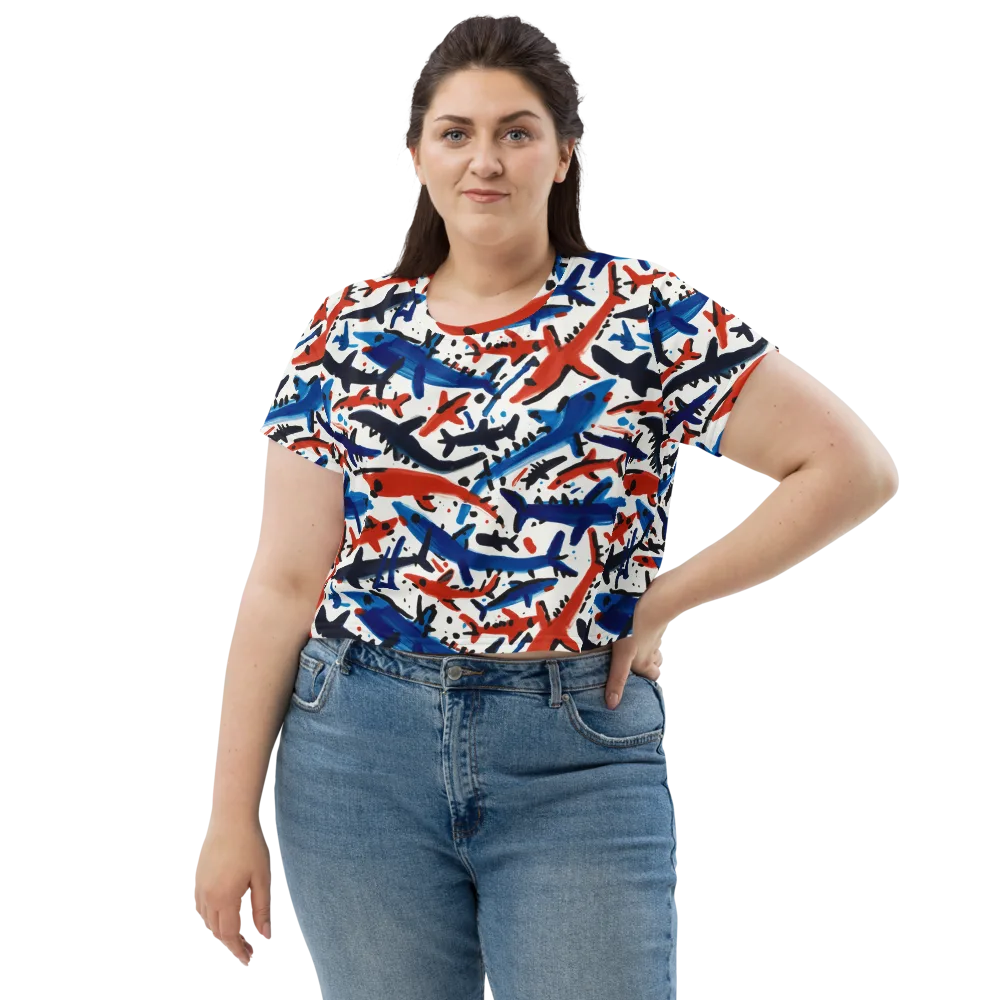 Bluewater Brushstroke on Crop Tee — Front