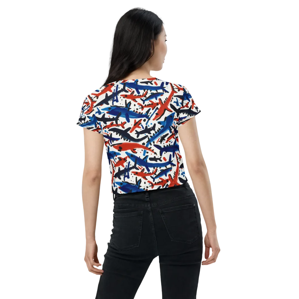 Bluewater Brushstroke on Crop Tee — Back