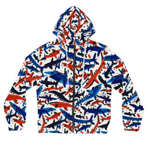 Bluewater Brushstroke on a Women's Full-Zip Hoodie