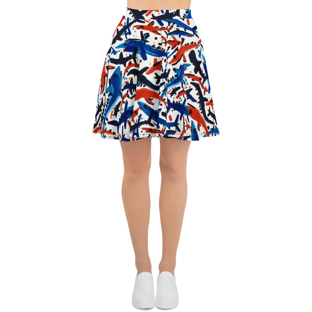 Bluewater Brushstroke on Skater Skirt — Front