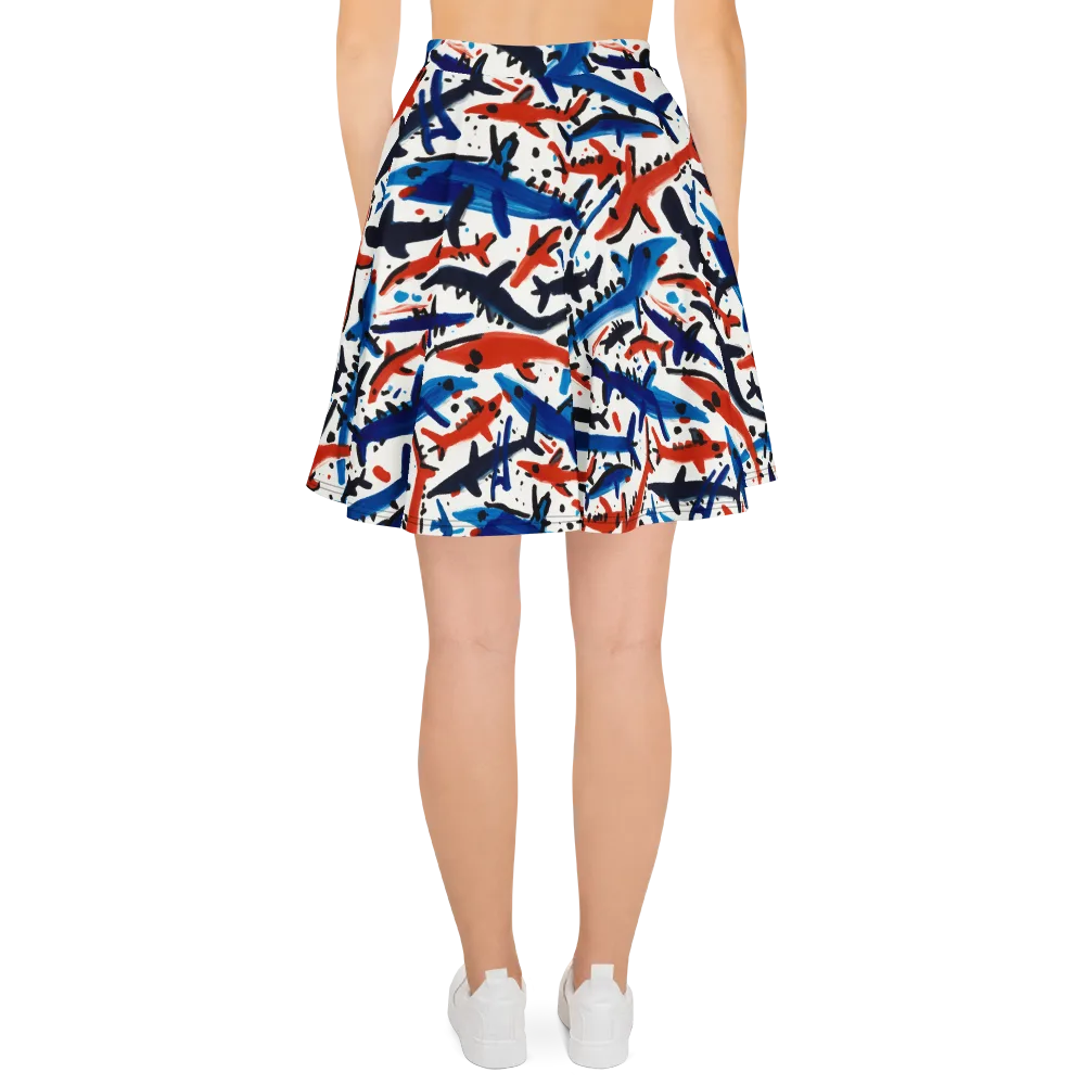 Bluewater Brushstroke on Skater Skirt — Back