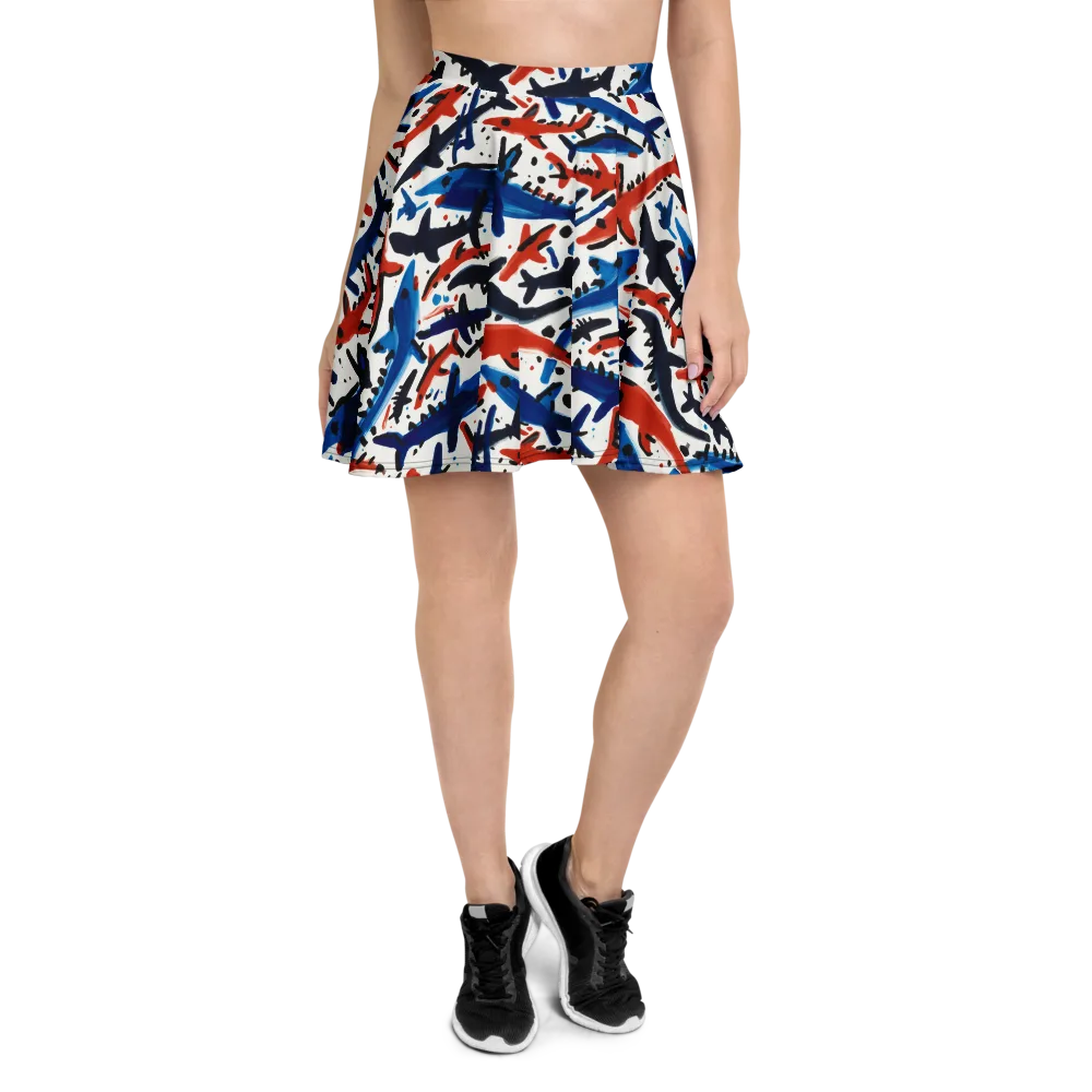 Bluewater Brushstroke on Skater Skirt — Front
