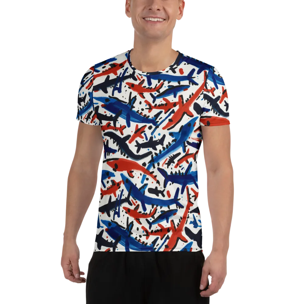 Bluewater Brushstroke on Men's Athletic T-Shirt — Front
