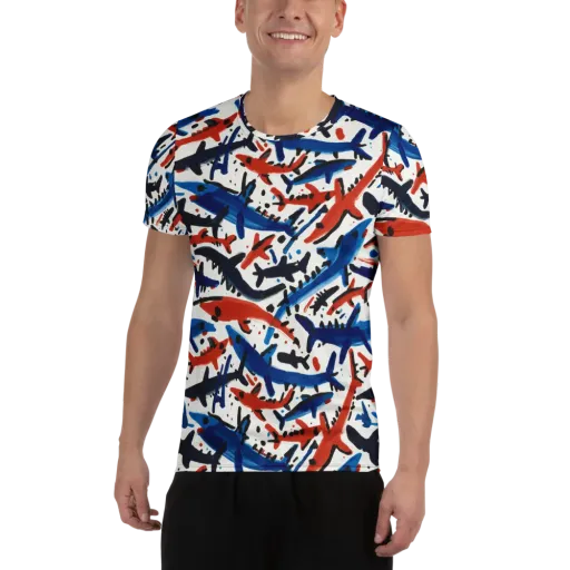 Bluewater Brushstroke on a Men's Athletic T-Shirt
