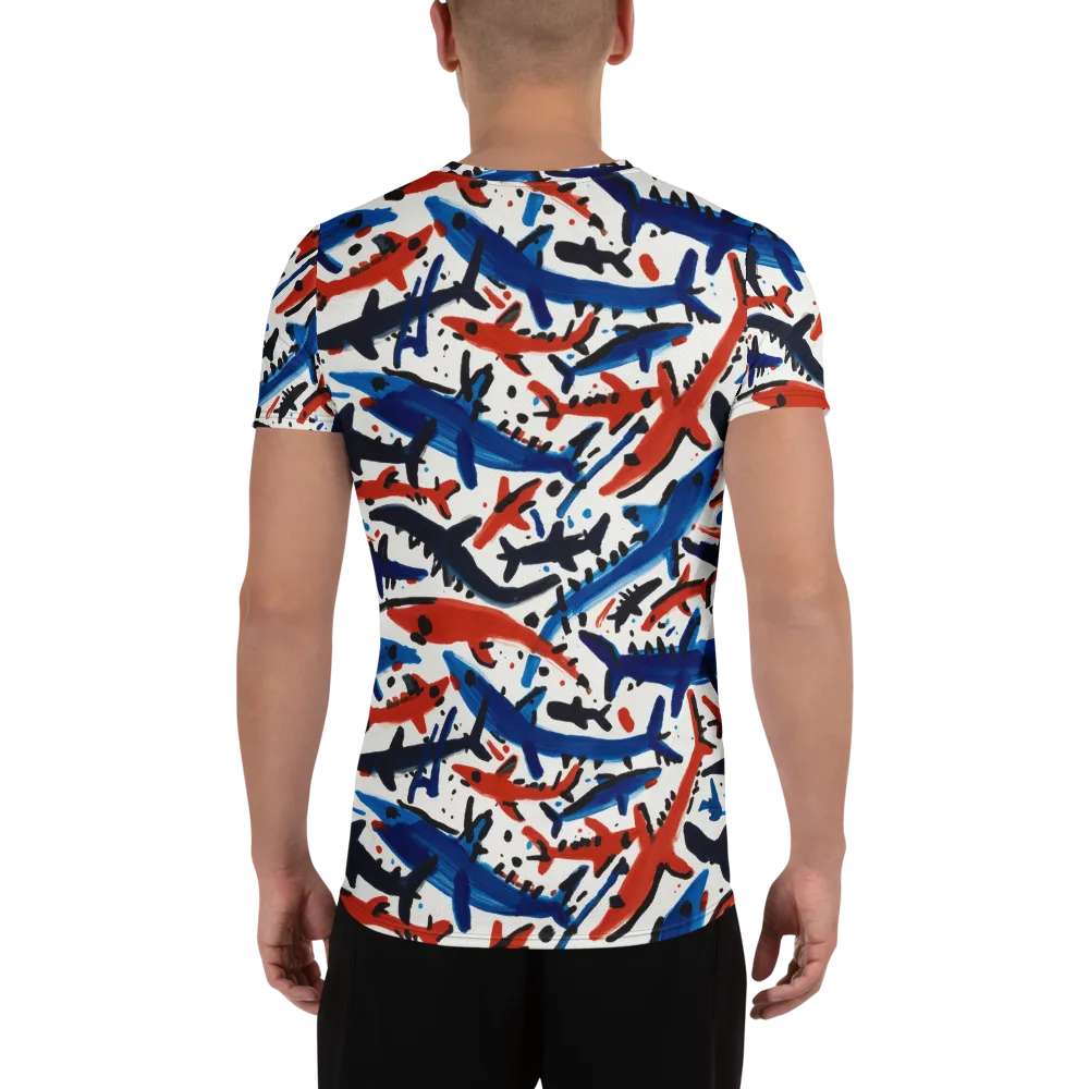 Bluewater Brushstroke on Men's Athletic T-Shirt — Back