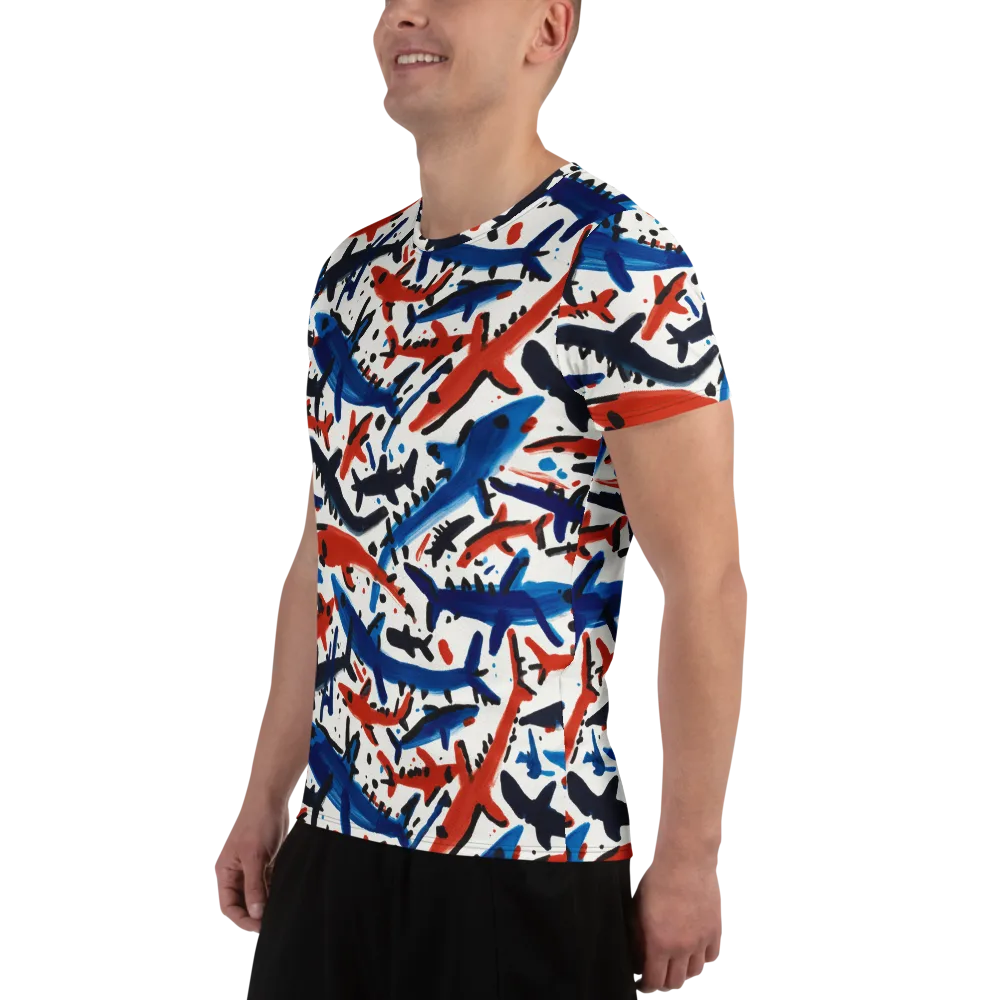 Bluewater Brushstroke on Men's Athletic T-Shirt — Left