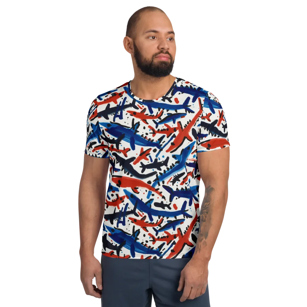 Bluewater Brushstroke on Men's Athletic T-Shirt — Front