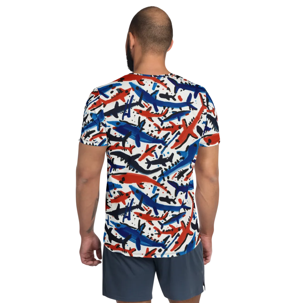 Bluewater Brushstroke on Men's Athletic T-Shirt — Back