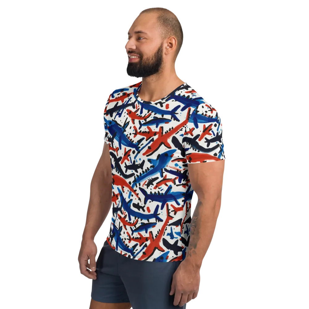 Bluewater Brushstroke on Men's Athletic T-Shirt — Left
