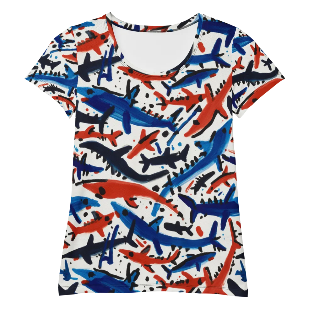 Bluewater Brushstroke on Women's Athletic T-Shirt — Front