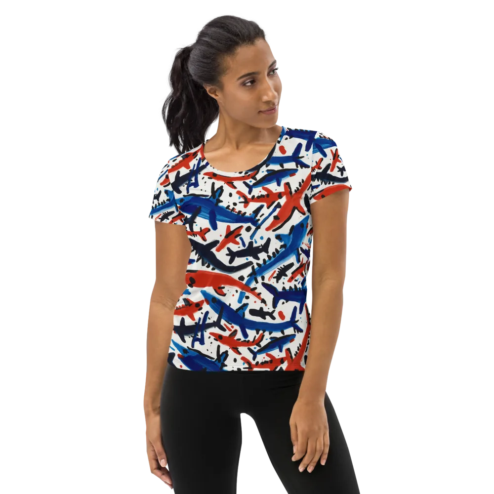 Bluewater Brushstroke on Women's Athletic T-Shirt — Front