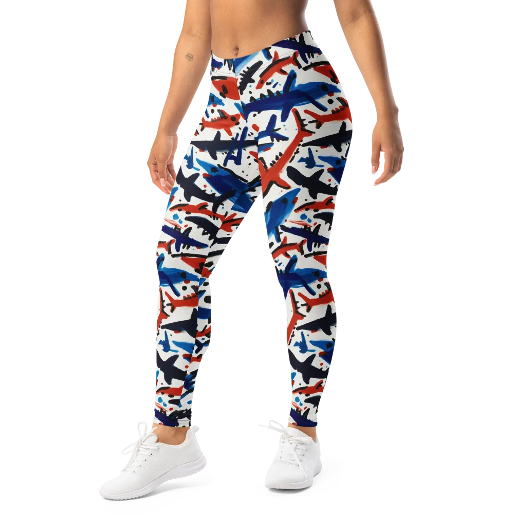 Bluewater Brushstroke on Leggings — Left Front