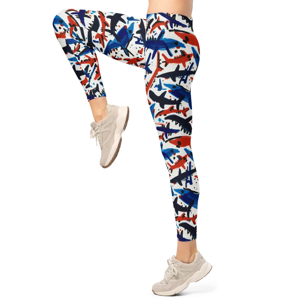 Bluewater Brushstroke on Leggings — Left