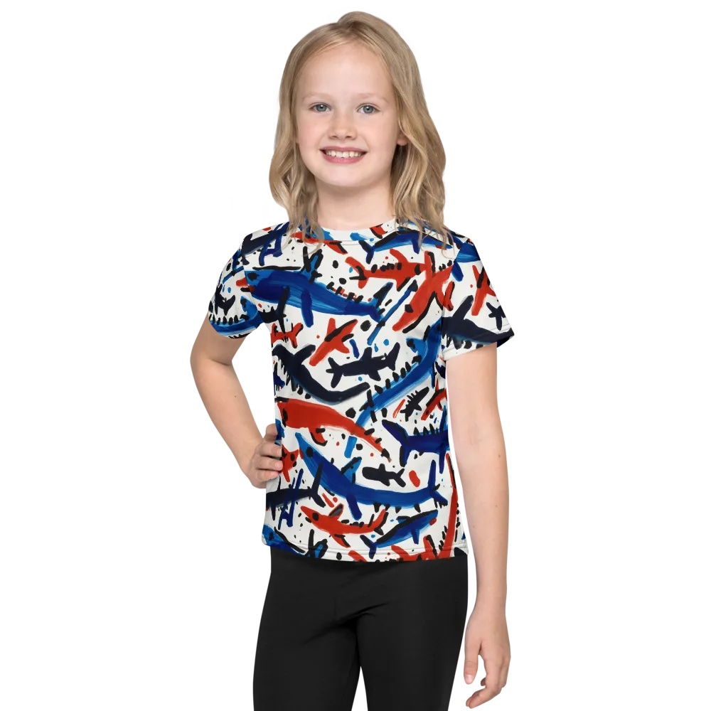 Bluewater Brushstroke on Kids Crew Neck T-Shirt — Front