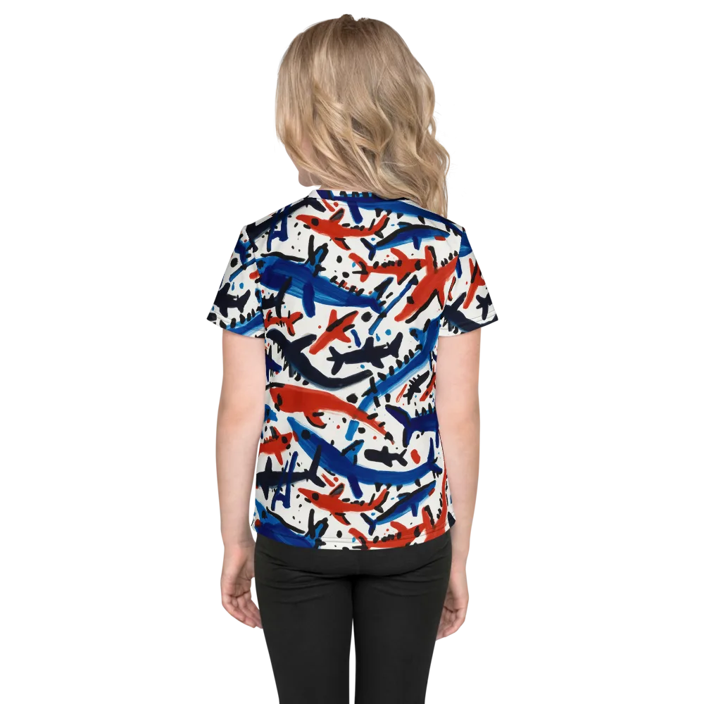 Bluewater Brushstroke on Kids Crew Neck T-Shirt — Back