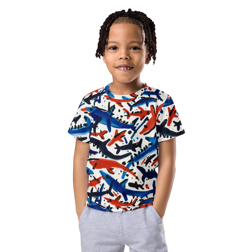 Bluewater Brushstroke on Kids Crew Neck T-Shirt — Front