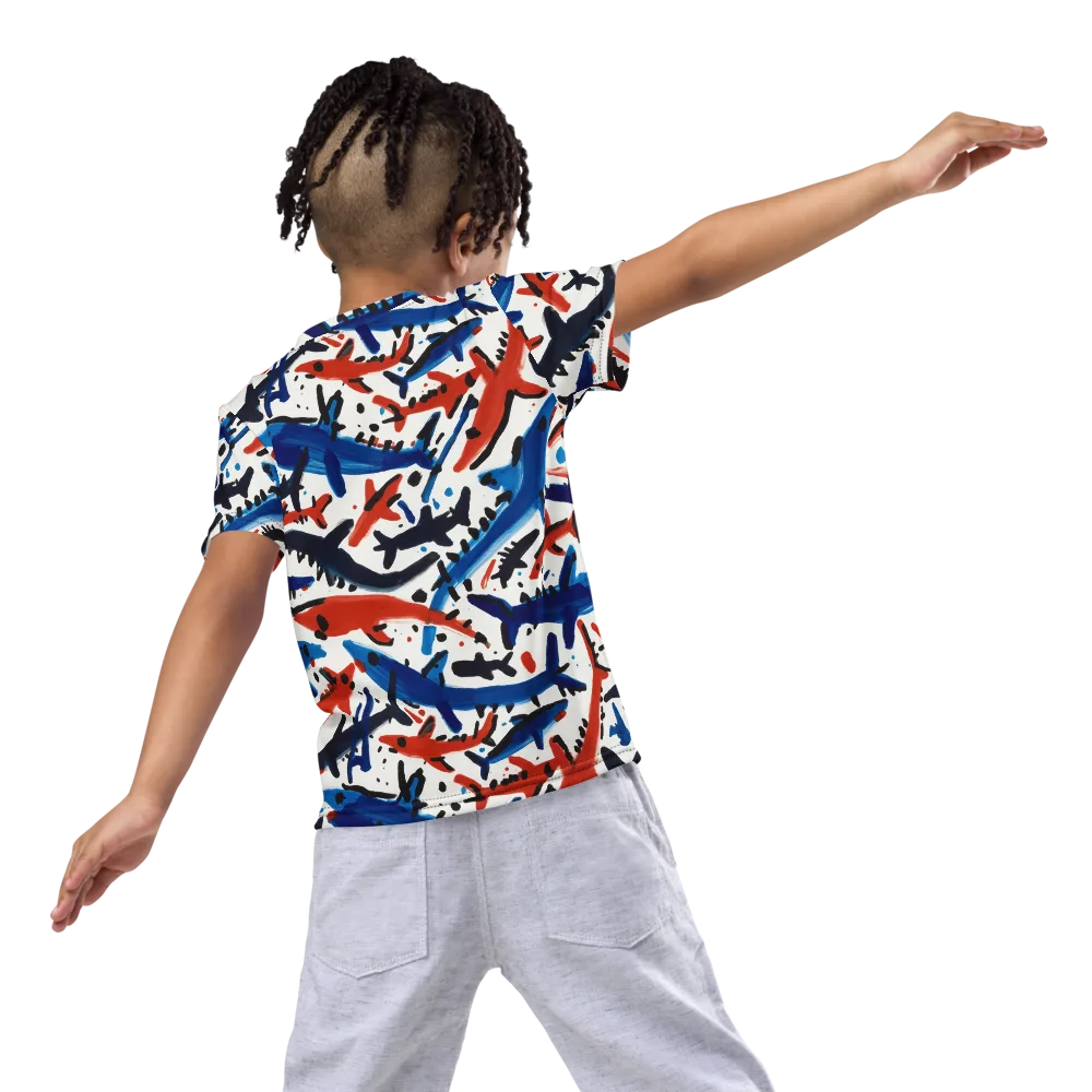 Bluewater Brushstroke on Kids Crew Neck T-Shirt — Back