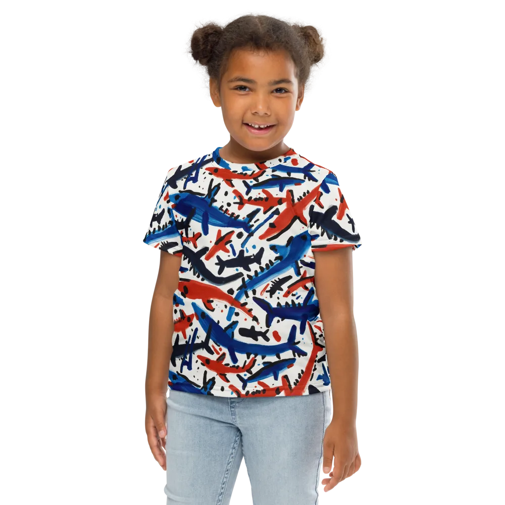 Bluewater Brushstroke on Kids Crew Neck T-Shirt — Front
