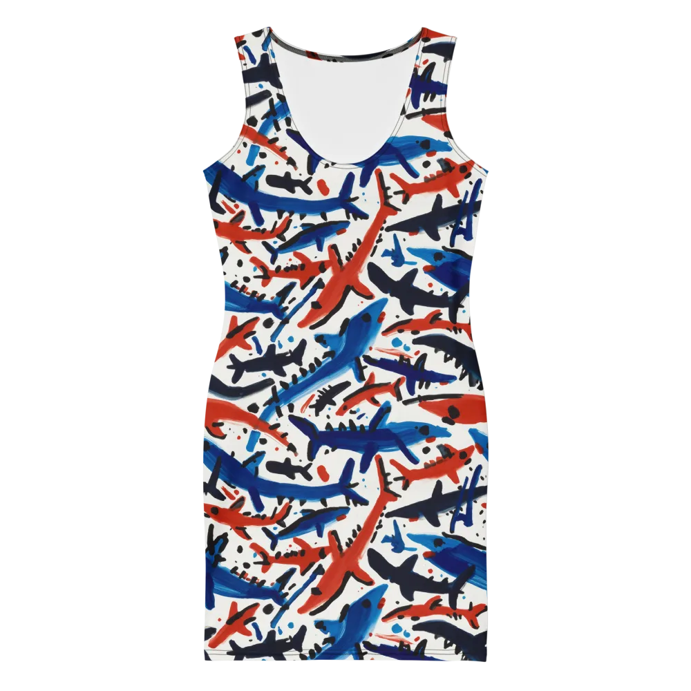Bluewater Brushstroke on Bodycon Dress — Front