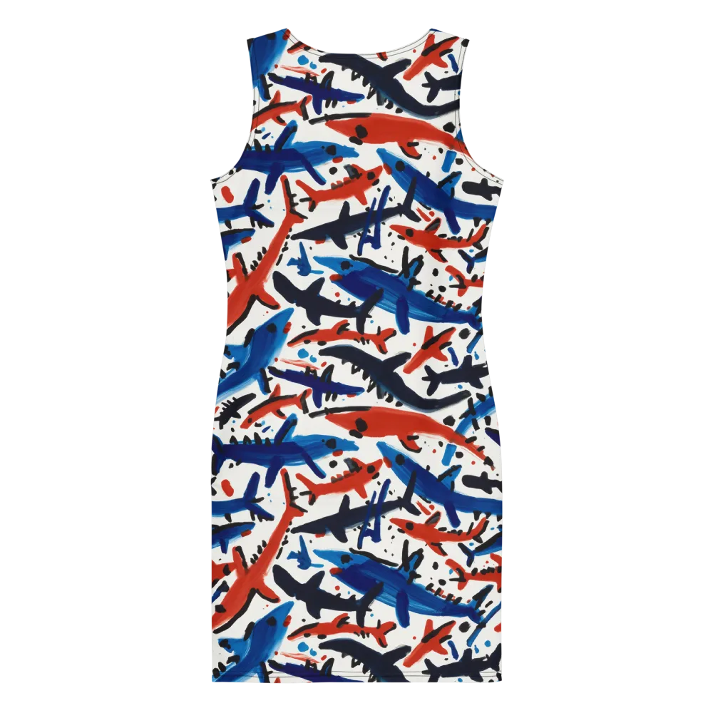 Bluewater Brushstroke on Bodycon Dress — Back