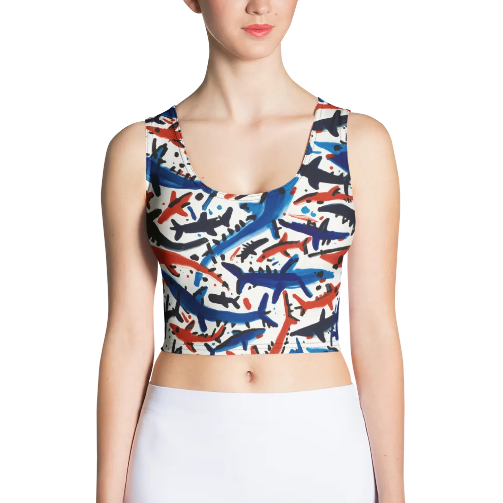 Bluewater Brushstroke on Crop Top — Front