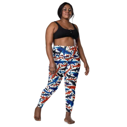 Bluewater Brushstroke on a Leggings with Pockets