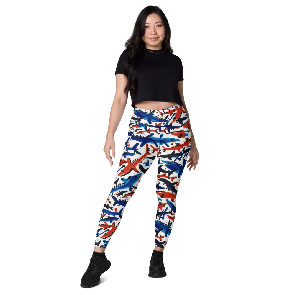 Bluewater Brushstroke on Leggings with Pockets — Front