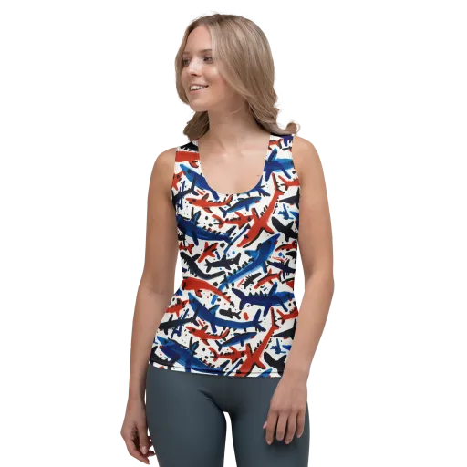 Bluewater Brushstroke on a Women's Tank Top