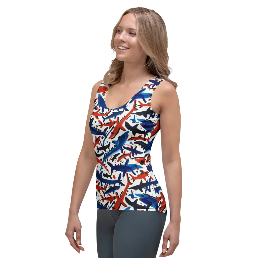 Bluewater Brushstroke on Women's Tank Top — Left Front