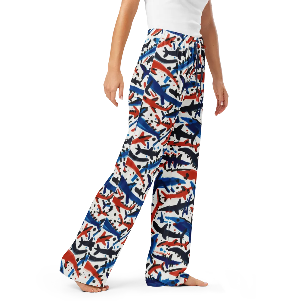 Bluewater Brushstroke on Women's Pajama Pants — Right Front