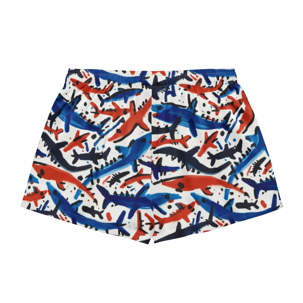 Bluewater Brushstroke on Women's Pajama Shorts — Back