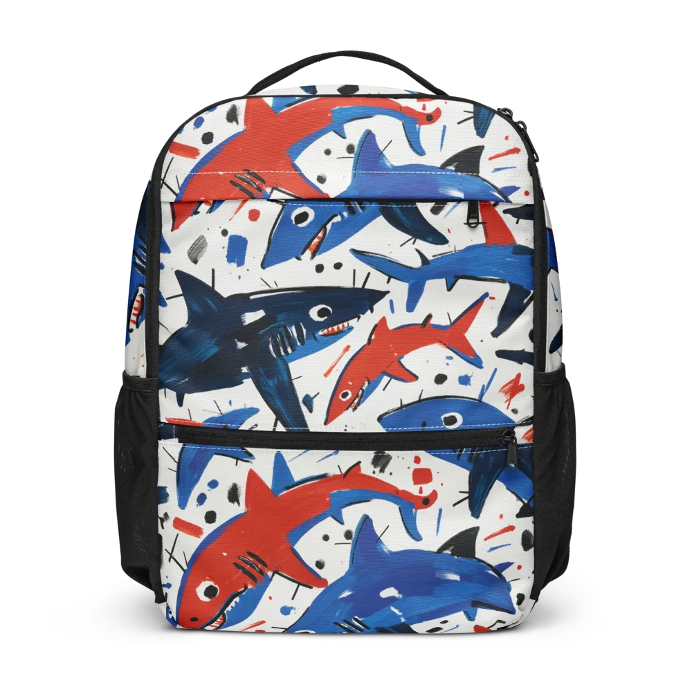 Shark Attack Abstract on Utility Backpack — Front
