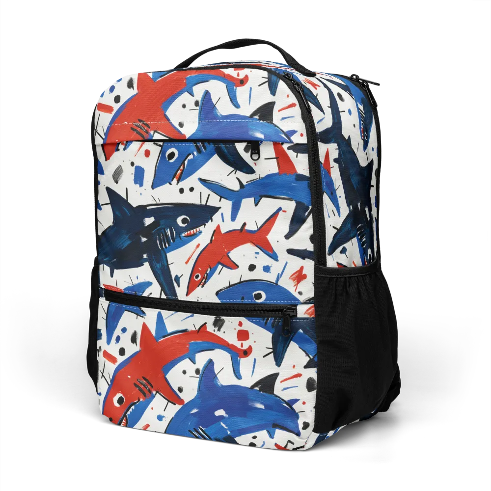 Shark Attack Abstract on Utility Backpack — Left Front