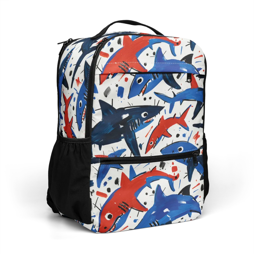 Shark Attack Abstract on Utility Backpack — Right Front