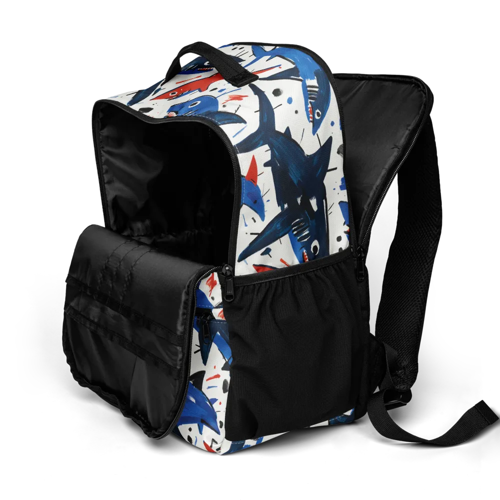Shark Attack Abstract on Utility Backpack — Product details 2