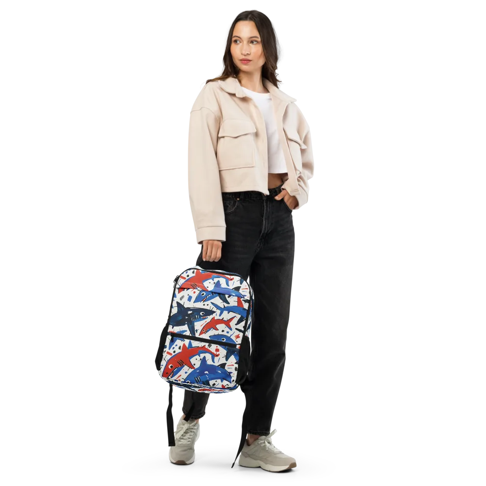 Shark Attack Abstract on Utility Backpack — Front