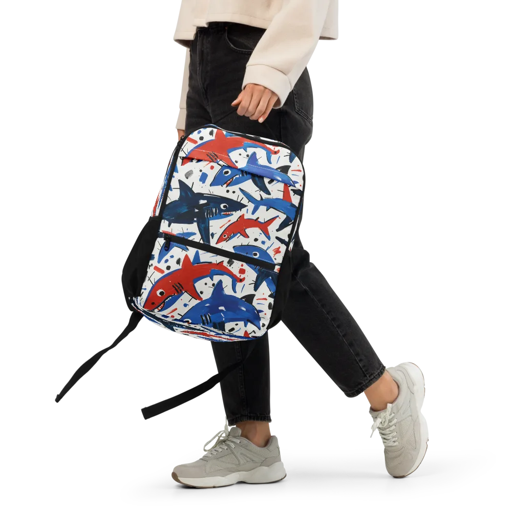 Shark Attack Abstract on Utility Backpack — Front