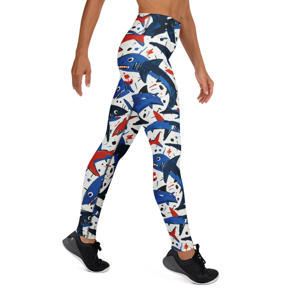 Shark Attack Abstract on Yoga Leggings — Right