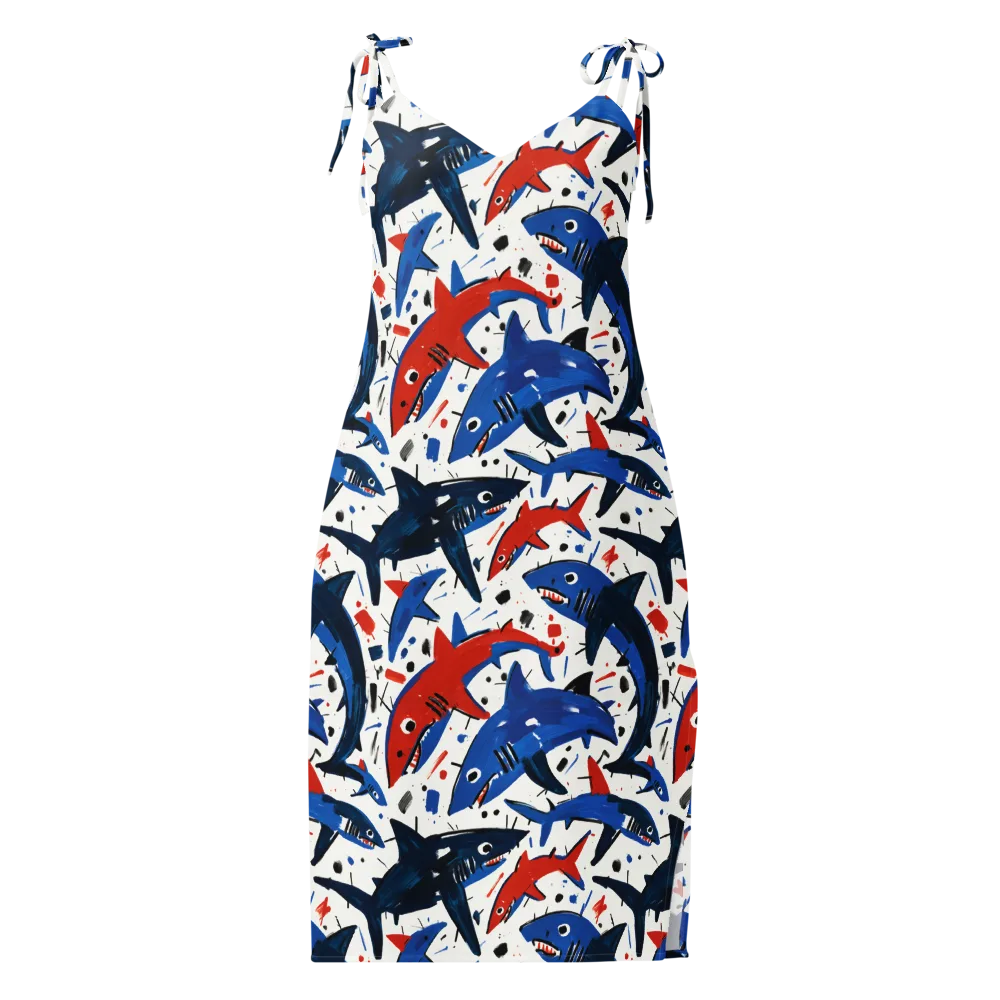 Shark Attack Abstract on Slip Dress — Front