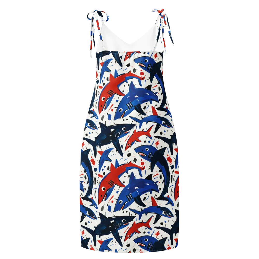 Shark Attack Abstract on Slip Dress — Back
