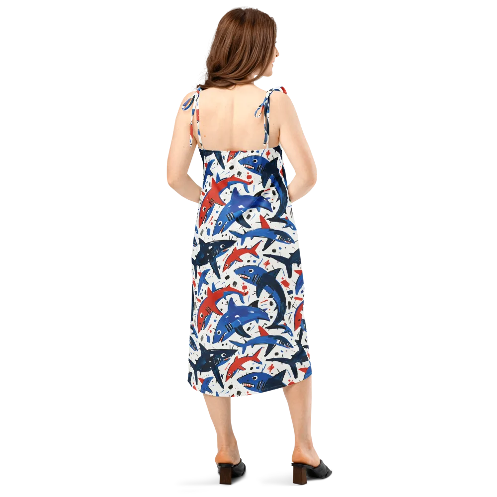 Shark Attack Abstract on Slip Dress — Back