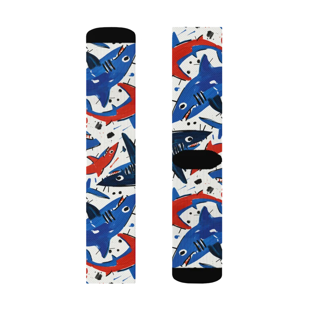 Shark Attack Abstract on Socks — Left Sock