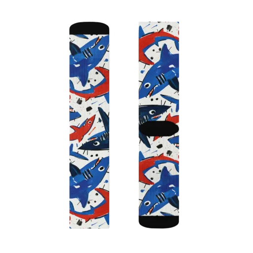 Shark Attack Abstract on a Socks